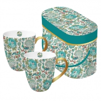 Porzellan-Henkelbecher - Set GB Pavone real gold