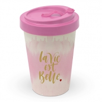 Bamboo mug To-Go - La vie est belle rosé