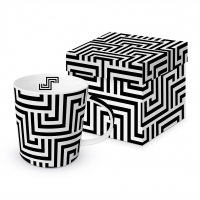 Porzellan-Henkelbecher - Squared Lines black