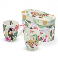 Porzellan-Henkelbecher - Echo Tucan & Butterfly