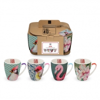 Porzellan-Henkelbecher - Osieaux Set of 4 Porzellan-Henkelbecher - Osieaux Set of 4