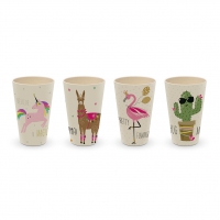 Bambus Becher - Pink Unicorn & Friends Set of 4
