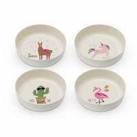 Bambus Schalen - Pink Unicorn & Friends Set of 4 Bambus Schalen - Pink Unicorn & Friends Set of 4