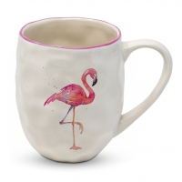Porzellan-Henkelbecher - Organic Tropical Flamingo
