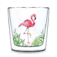 Doppelwand Glas 0,3 L - Tropical Flamingo