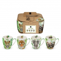 Porzellan-Henkelbecher - Tropical Animals Set of 4 CB
