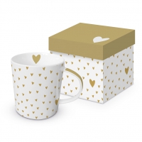 Porzellan-Henkelbecher - Little Hearts Real gold Trend GB