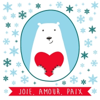 20 Servietten 33x33 cm - Ours Amour 