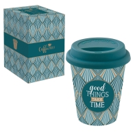 Porzellan Mug To-Go 220ml - GOOD THINGS TAKE TIMES