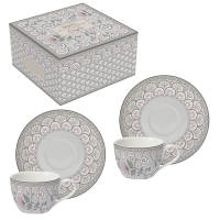 Porzellan-Tasse - Kalamkari gray