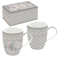 Porzellan-Tasse - Kalamkari gray