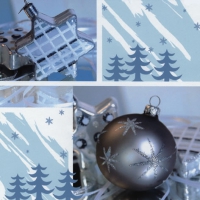 Servietten 33x33 cm - Prettige Kerstdagen silber