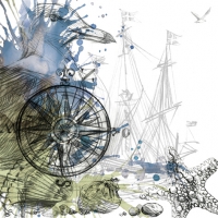 Servietten 33x33 cm - Vintage Marine Collage Servietten 33x33 cm - Vintage Marine Collage