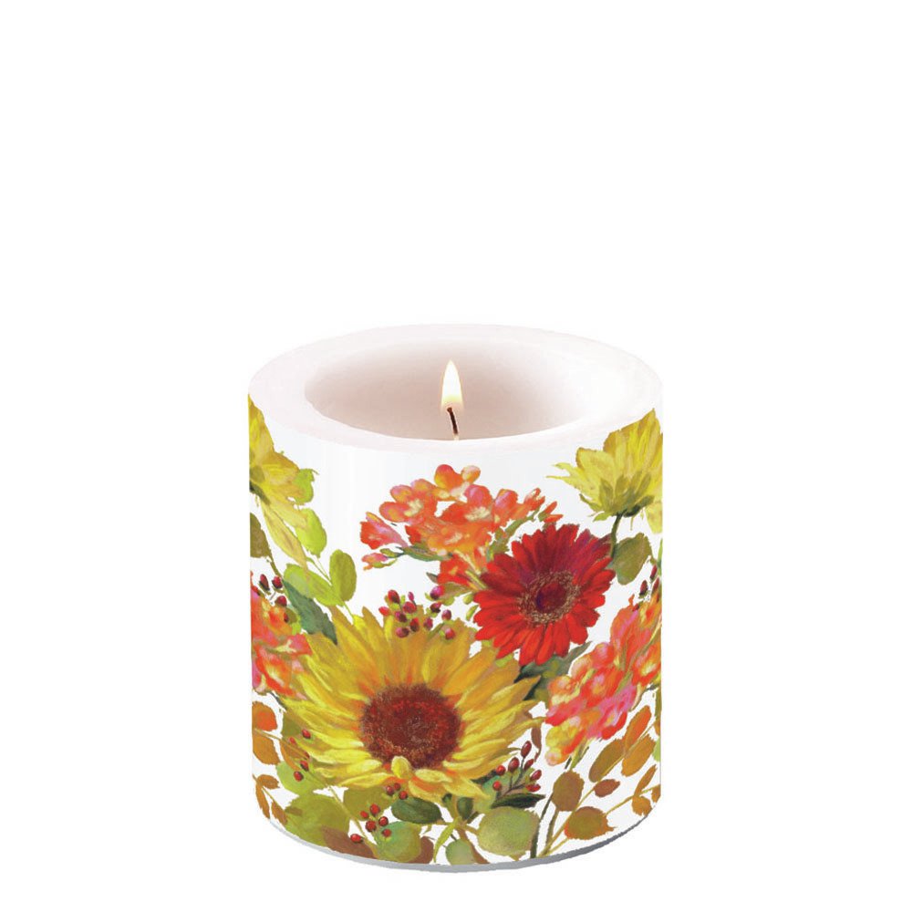 Dekorkerze klein - Sunny Flowers Cream