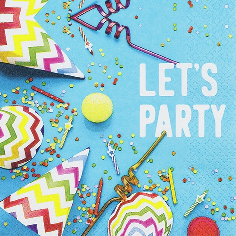 Servietten 33x33 cm - Let`s Party, Party, Feier, Schriften, Geburtstag, Ereignisse Servietten 33x33 cm - Let`s Party