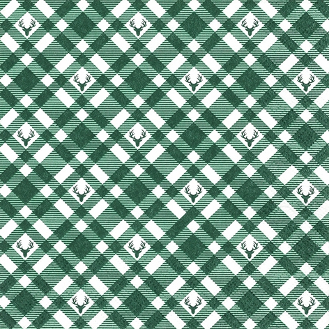 Servietten 33x33 cm - Plaid with Deers, grün, Muster, Hirsche, Rehe Servietten 33x33 cm - Plaid with Deers