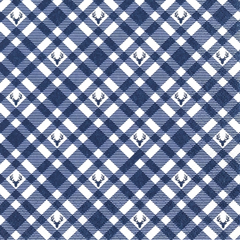 Servietten 33x33 cm - Plaid with Deers blue, blau, Muster, Hirsche, Rehe Servietten 33x33 cm - Plaid with Deers blue