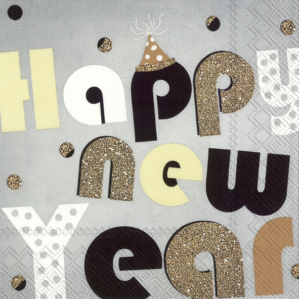 Servietten 33x33 cm - PARTY YEAR grey