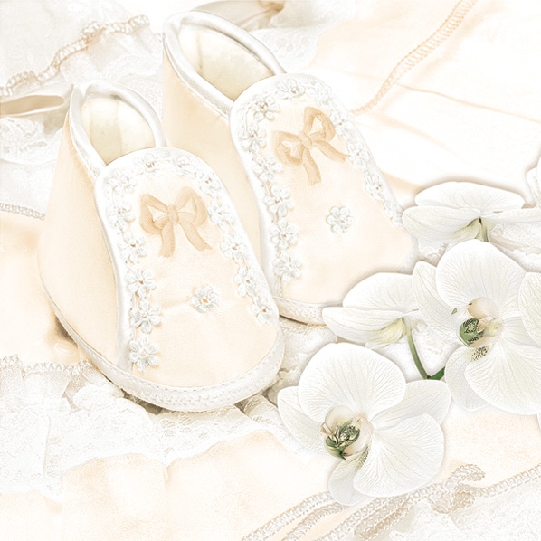 Servietten 33x33 cm - Christening Shoes Ecru