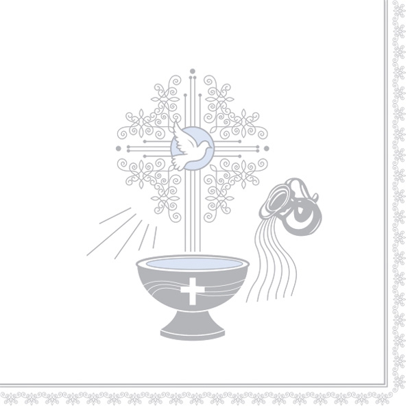Servietten 33x33 cm - Christening Motive Silver and Blue