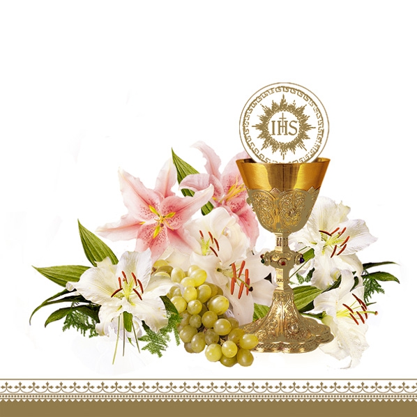 Servietten 33x33 cm - Chalice with Lilies and Grapes