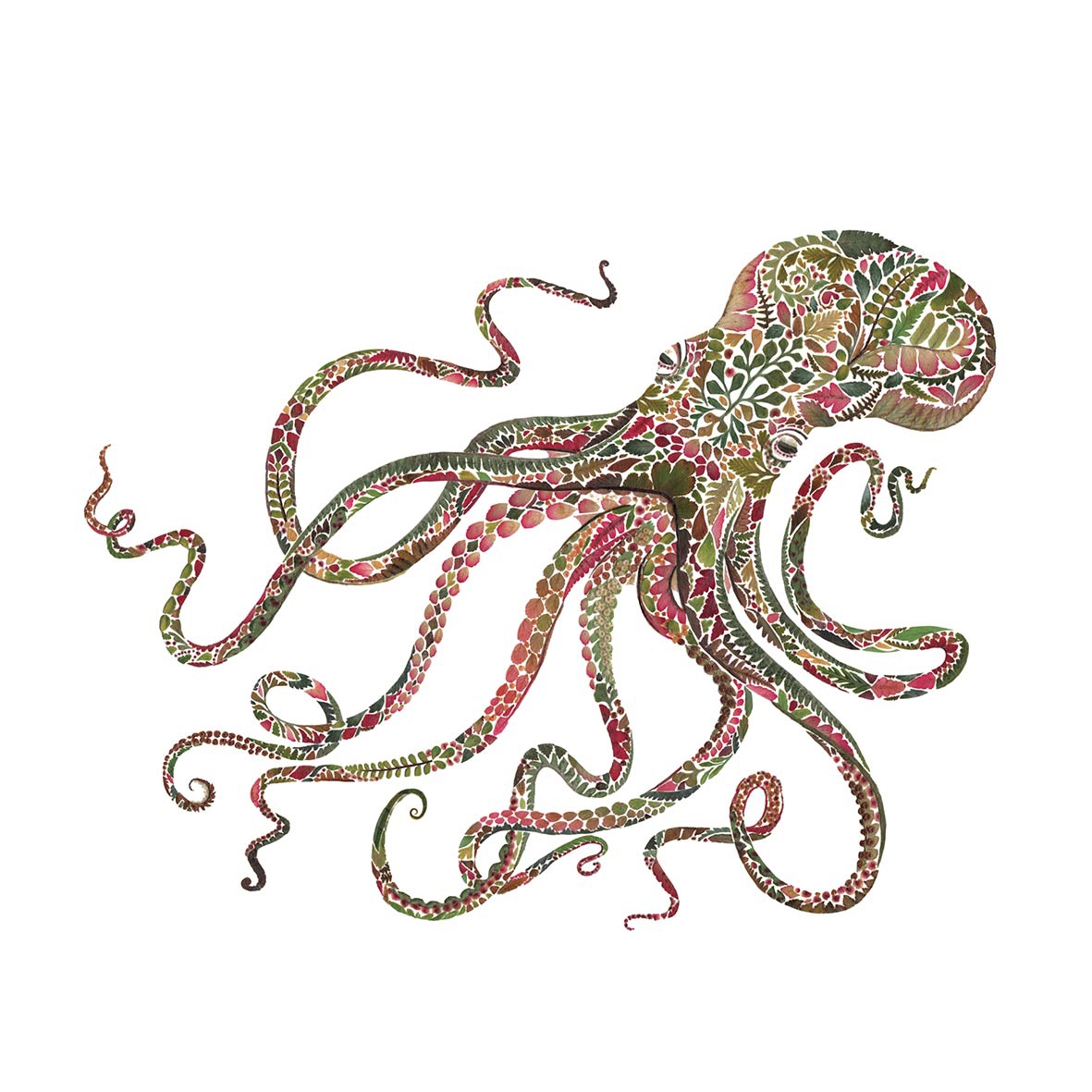 Servietten 25x25 cm - Green Octopus