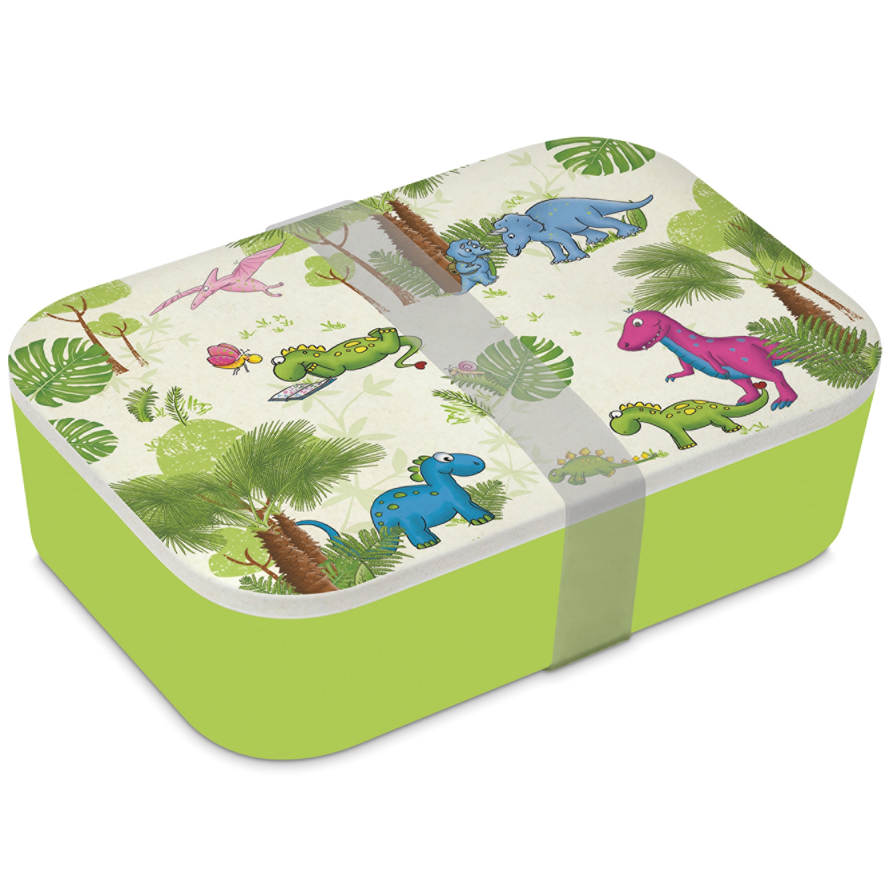 Bamboo Lunchbox - Dinos, Dinosaurier, Palmen Bamboo Lunchbox - Dinos
